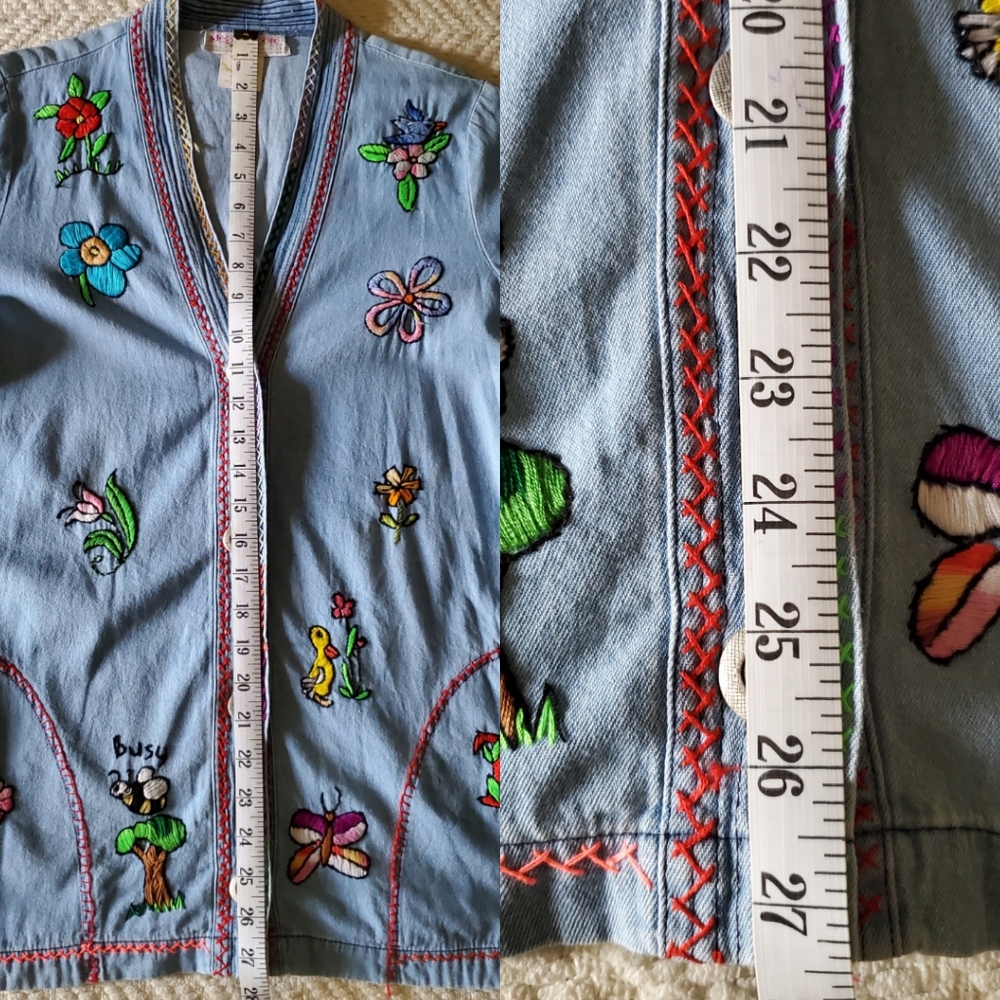 Groovy Vintage Hand Embroidered Lightweight Denim Shacket - Picture 14 of 15